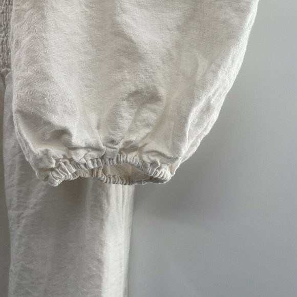 Tuckernuck Women's Annie Smocked Mini Dress Linen Puff Sleeve White sz S NEW - Picture 4 of 8
